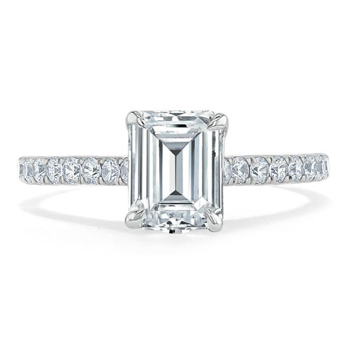 1.50 CT Emerald Cut Solitaire Pave Setting Moissanite Engagement Ring 1
