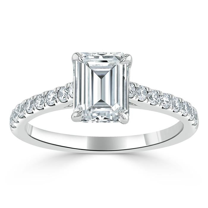 1.50 CT Emerald Cut Solitaire Pave Setting Moissanite Engagement Ring 2