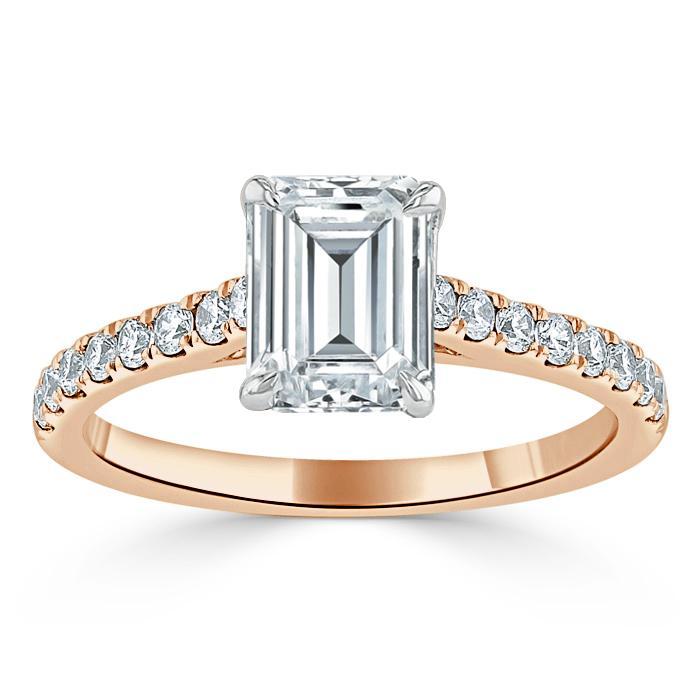 
                  
                    1.50 CT Emerald Cut Solitaire Pave Setting Moissanite Engagement Ring 7
                  
                