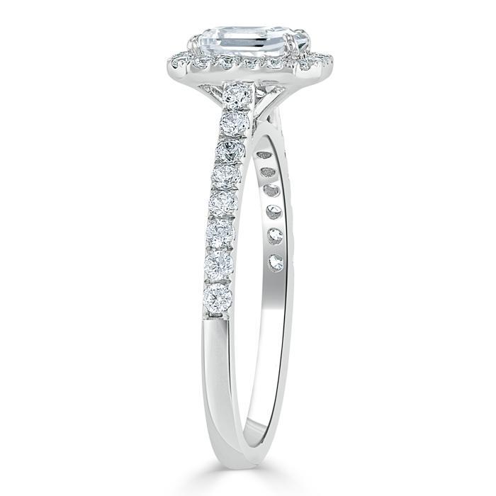 
                  
                    1.0 CT Emerald Cut Halo Moissanite Engagement Ring With Pave Setting 3
                  
                
