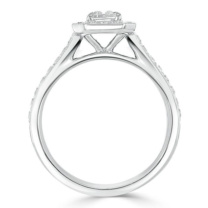 
                  
                    1.0 CT Emerald Cut Halo Moissanite Engagement Ring With Pave Setting 4
                  
                