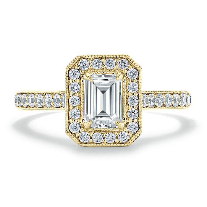 
                  
                    1.0 CT Emerald Cut Halo Moissanite Engagement Ring With Pave Setting 5
                  
                