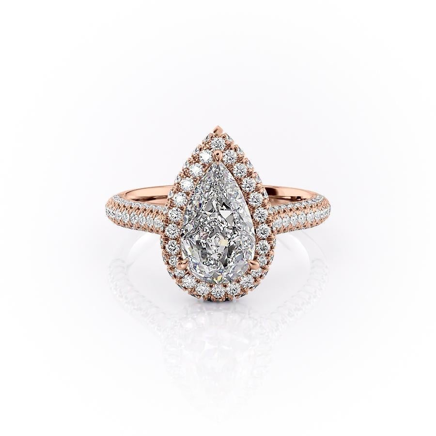 
                  
                    2.0 CT Pear Cut Halo Triple Pave Moissanite Engagement Ring 12
                  
                