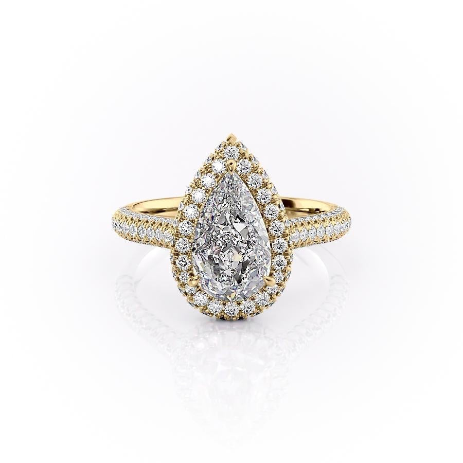 
                  
                    2.0 CT Pear Cut Halo Triple Pave Moissanite Engagement Ring 11
                  
                