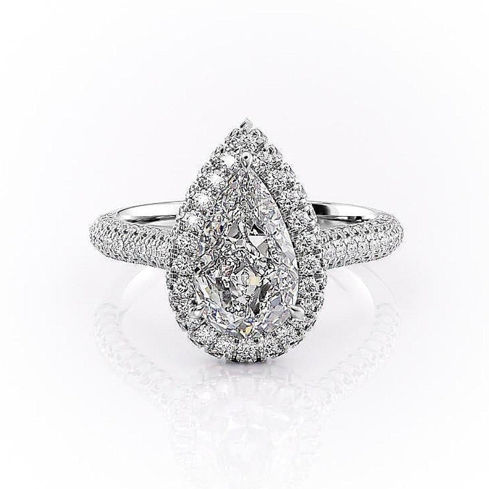 
                  
                    2.0 CT Pear Cut Halo Triple Pave Moissanite Engagement Ring 10
                  
                