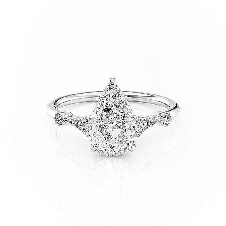 2.0 CT Pear Cut Solitaire Moissanite Engagement Ring. 1