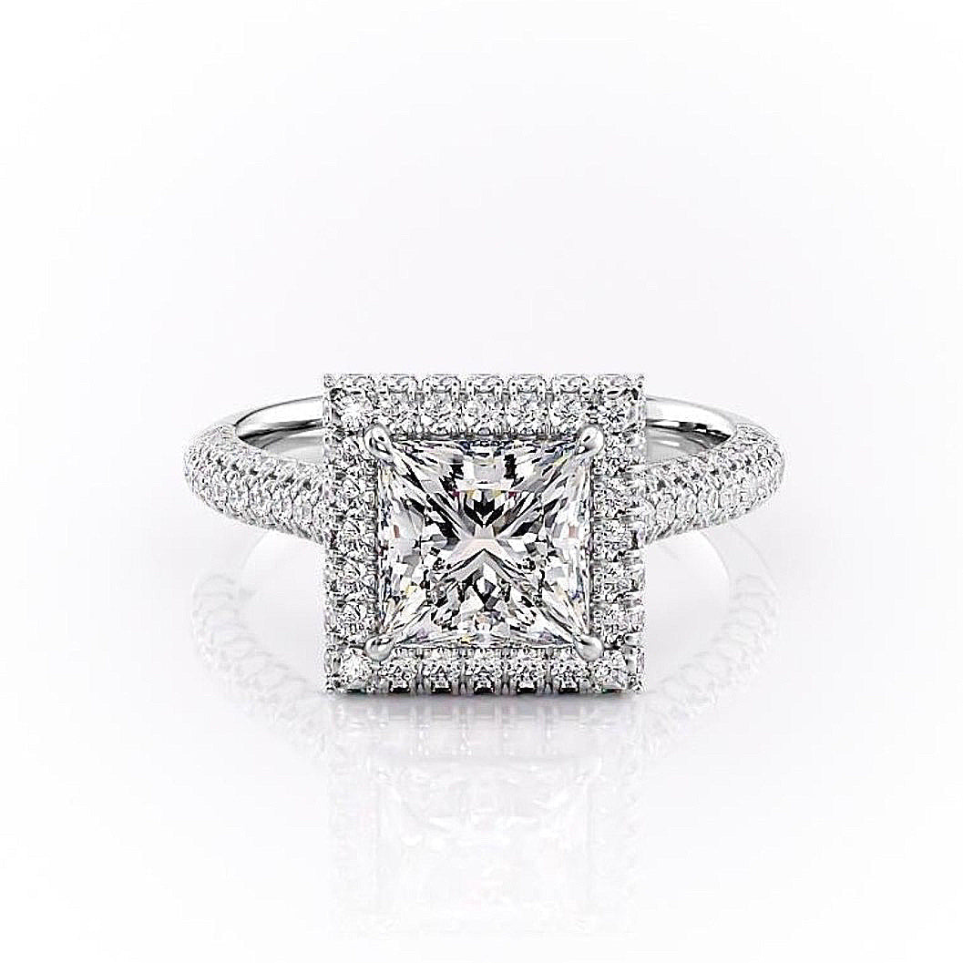 
                  
                    2.08 CT Princess Cut Double Halo Moissanite Engagement Ring 10
                  
                