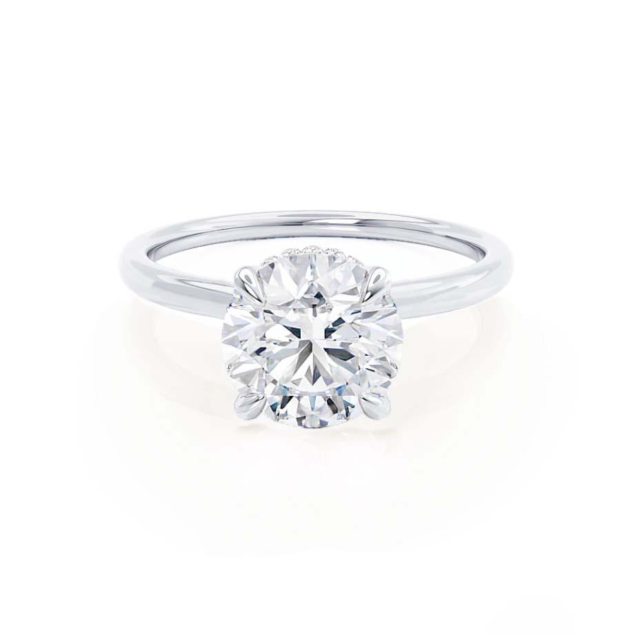 1.50 CT Round Shaped Moissanite Hidden Halo Style Engagement Ring