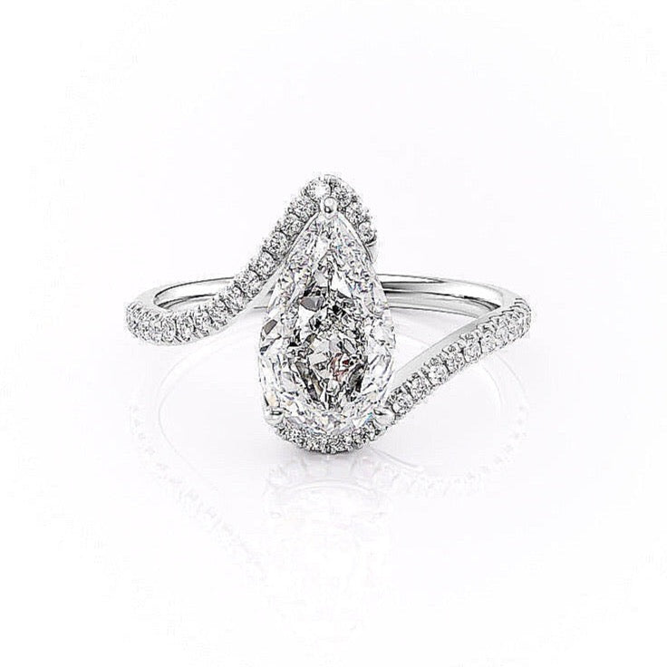 
                  
                    2.0 CT Pear Cut Solitaire Bypass Setting Moissanite Engagement Ring 9
                  
                