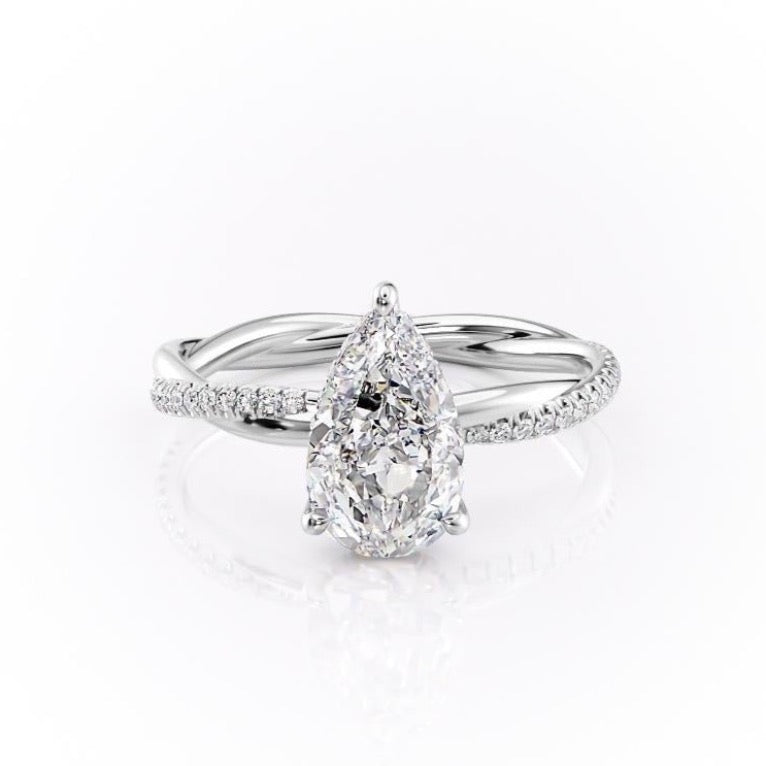 
                  
                    2.0 CT Pear Cut Solitaire Twisted Pave Moissanite Engagement Ring 11
                  
                