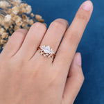 1.0 CT Pear Shaped Moissanite Cluster Bridal Set 3