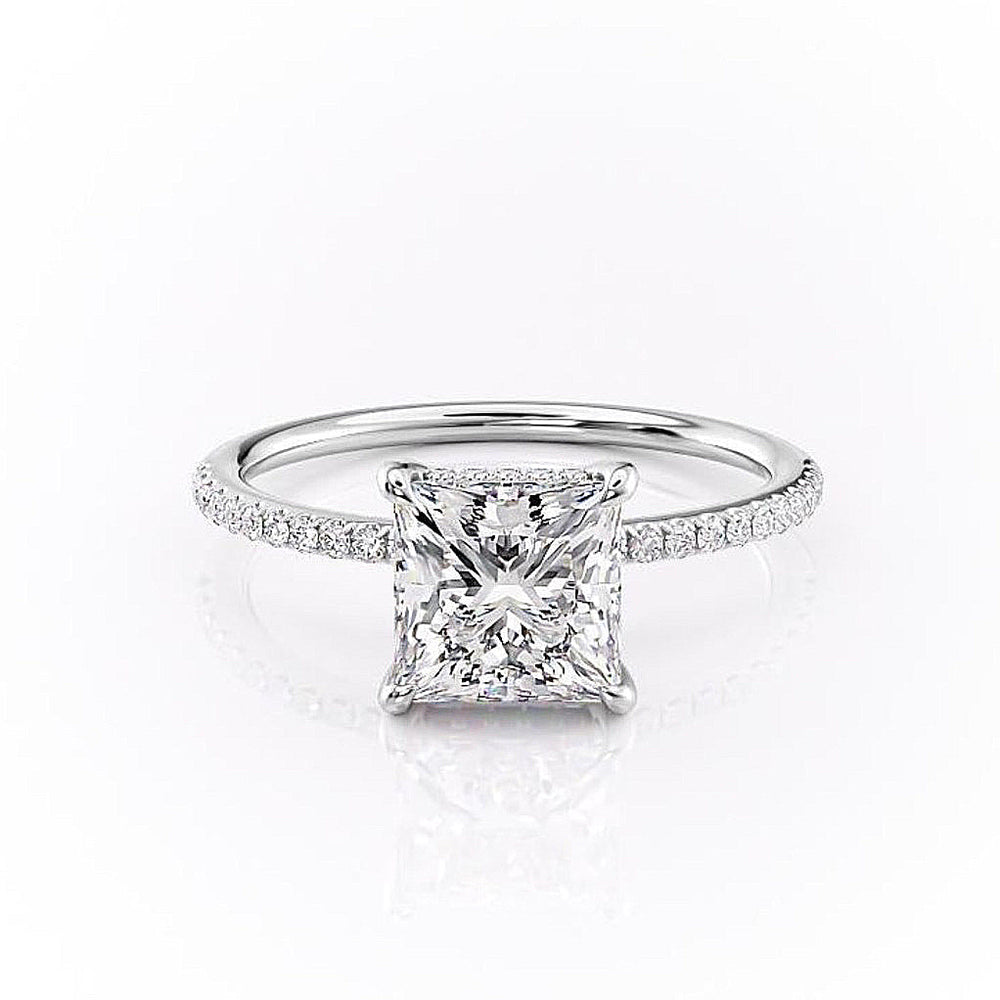 
                  
                    2.08 CT Princess Cut Solitaire Pave Setting Moissanite Engagement Ring 10
                  
                