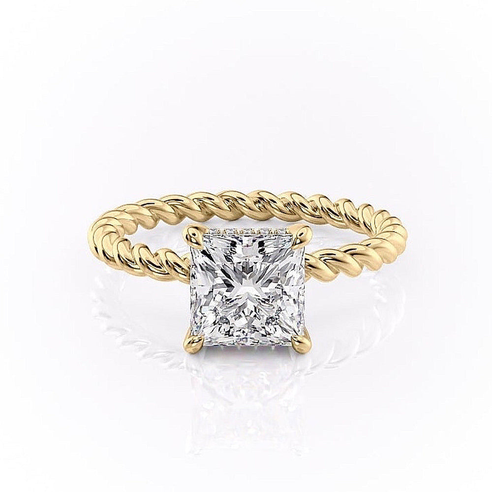 
                  
                    2.51 CT Princess Solitaire & Twisted Band Moissanite Engagement Ring 11
                  
                