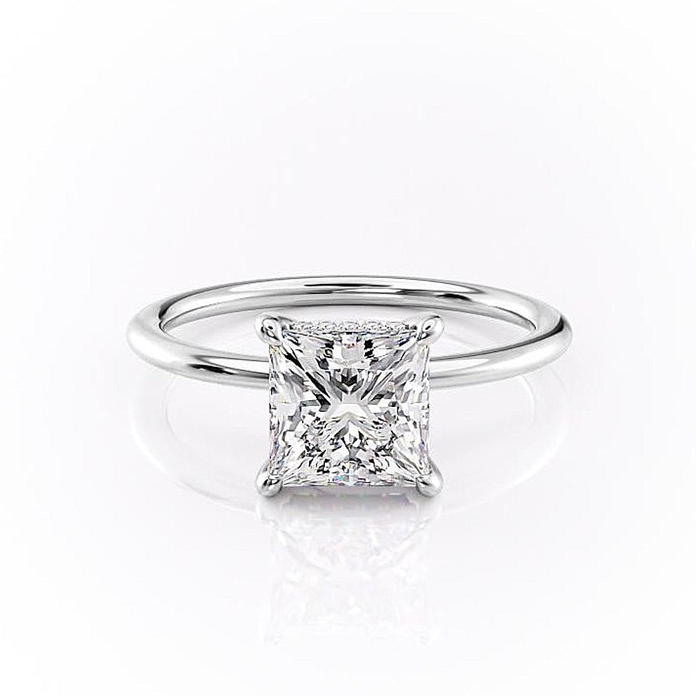 
                  
                    2.08 CT Princess Cut Solitaire Hidden Halo Setting Moissanite Engagement Ring 10
                  
                