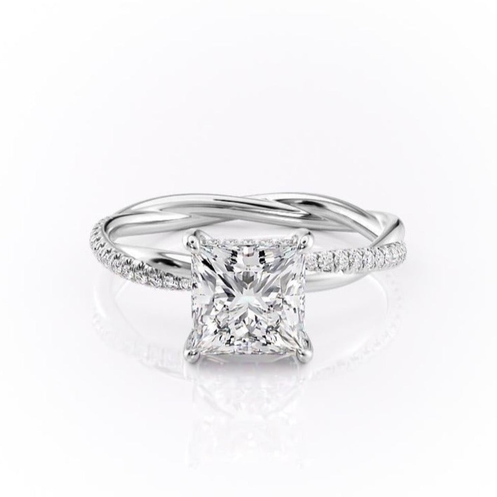 
                  
                    2.08CT Princess Cut Solitaire Twisted Pave Moissanite Engagement Ring 10
                  
                