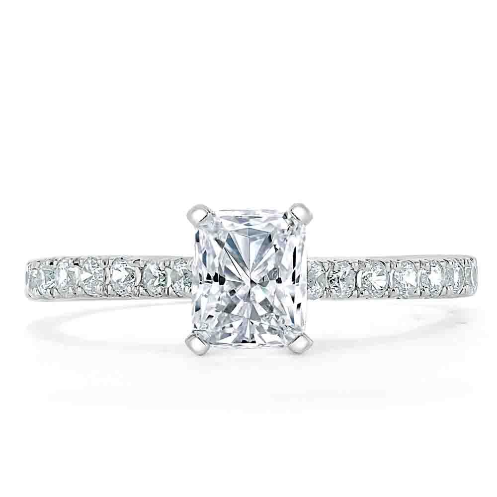 0.75 CT Radiant Cut Solitaire Pave Setting Engagement Ring 1