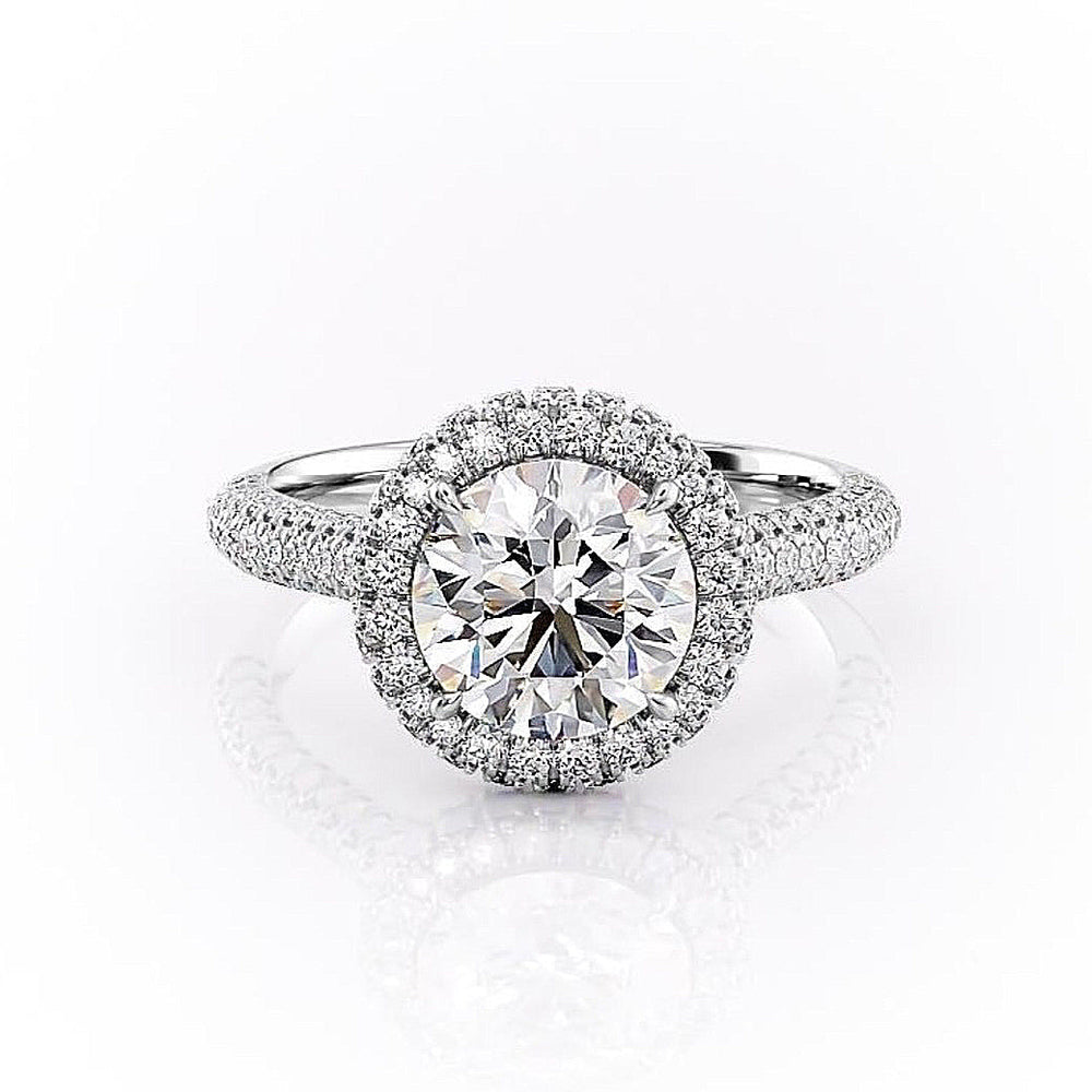 
                  
                    1.90 CT Round Cut Halo Triple Pave Setting Moissanite Engagement Ring
                  
                