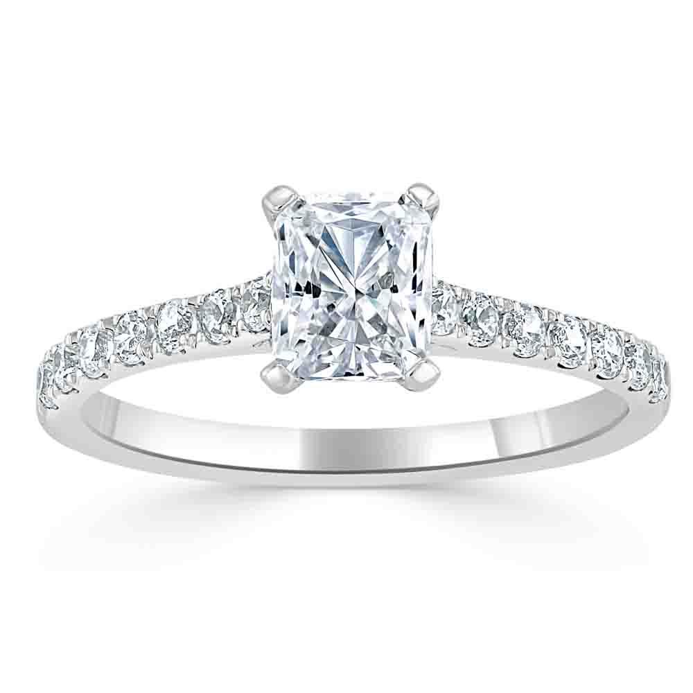 0.75 CT Radiant Cut Solitaire Pave Setting Engagement Ring 2