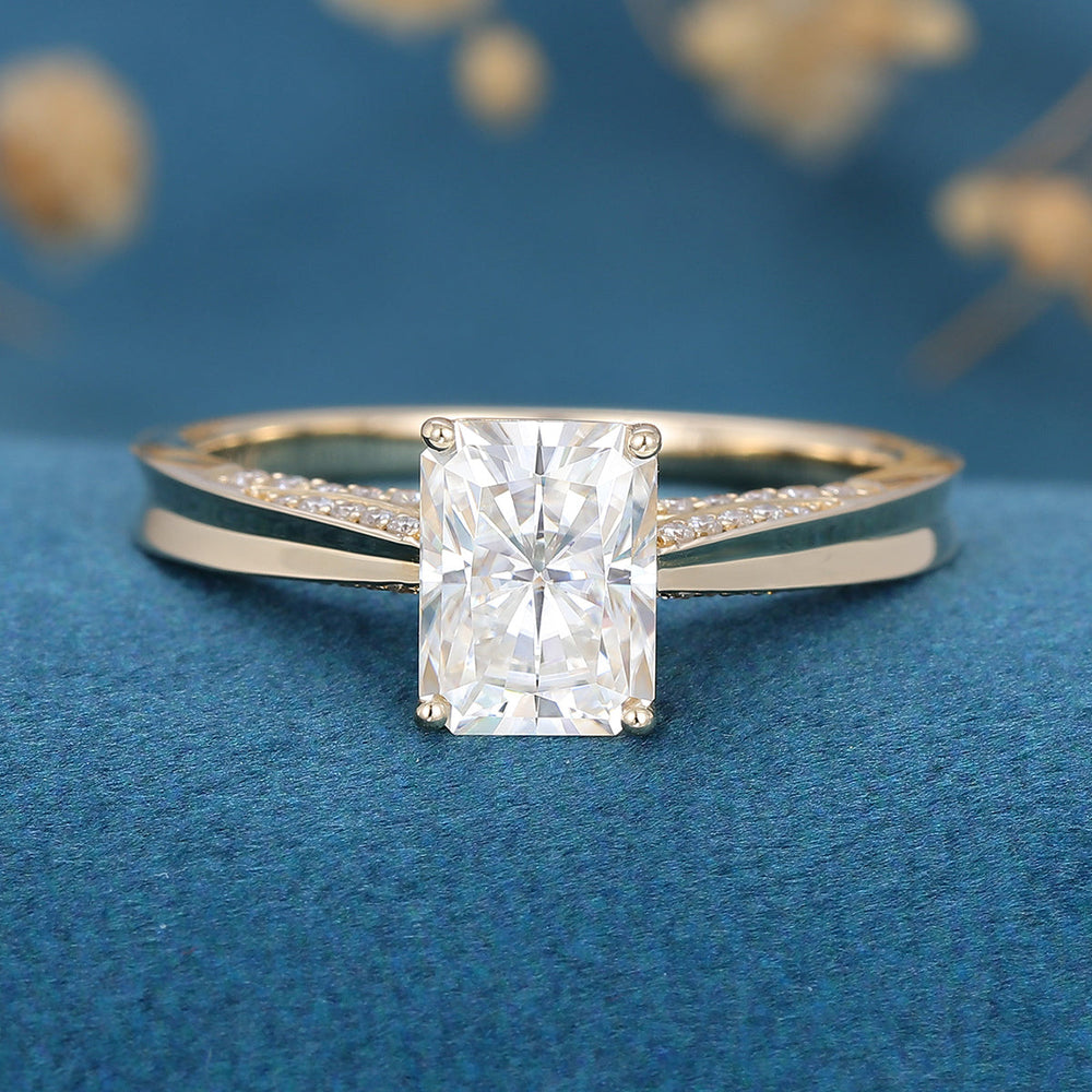 1.68 CT Radiant Shaped Moissanite Solitaire Engagement Ring