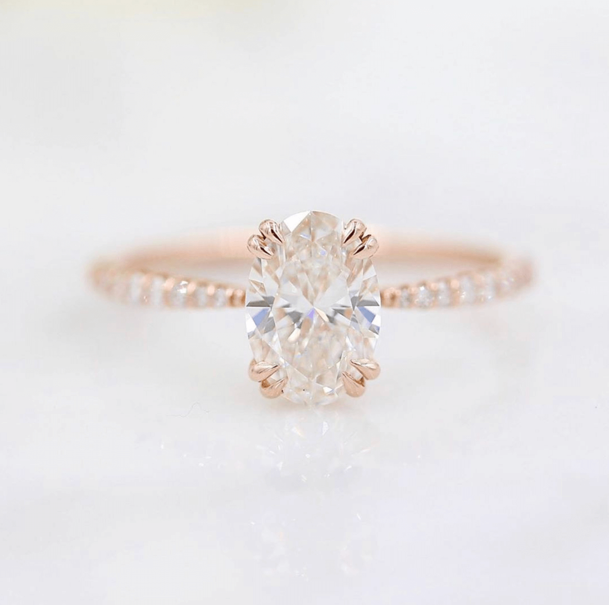 
                  
                    1.91 CT Oval Solitaire Moissanite Engagement Ring With Pave Setting 5
                  
                