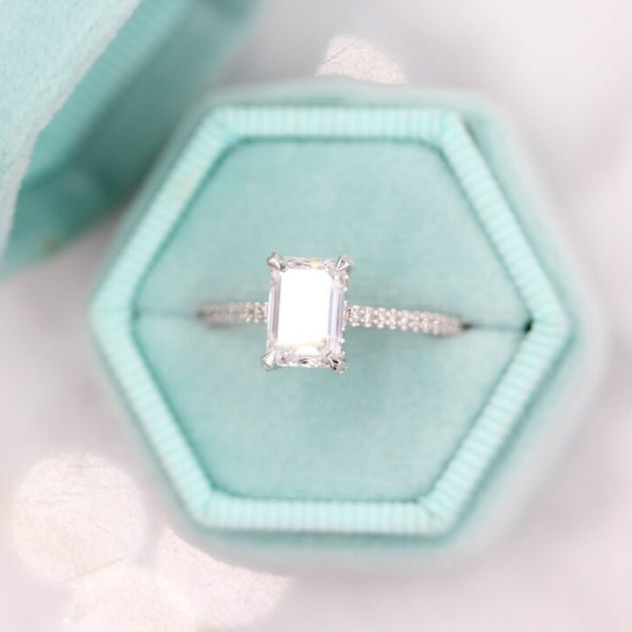 
                  
                    1.55 CT Emerald Hidden Halo Moissanite Engagement Ring
                  
                