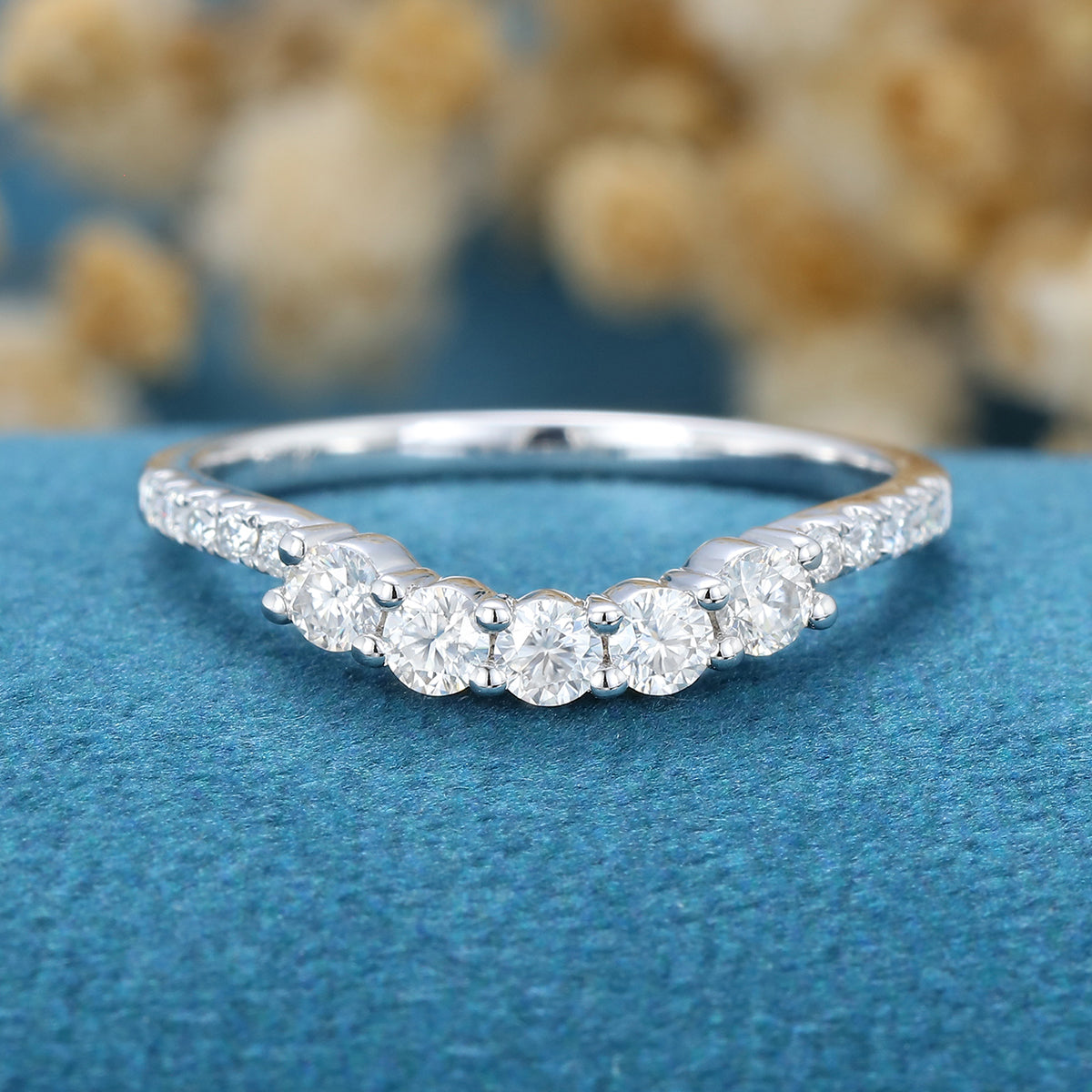 
                  
                    1.90 CT Round Shaped Moissanite Curved Wedding Band
                  
                