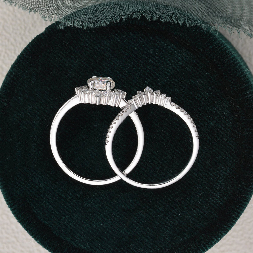 
                  
                    1.50 CT Oval Cut Cluster Art Deco Moissanite Bridal Ring Set 8
                  
                