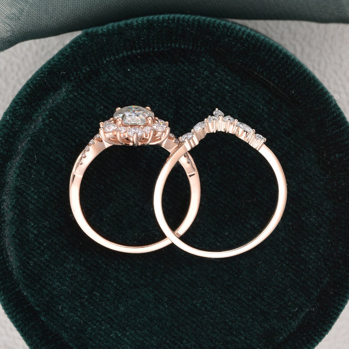 
                  
                    1.50 CT Oval Cut Art Deco Moissanite Bridal Ring Set 8
                  
                