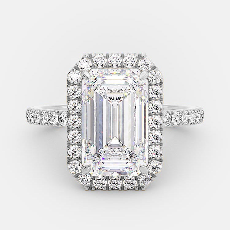 
                  
                    3.18 CT Emerald Cut Halo Style Moissanite Engagement Ring 4
                  
                