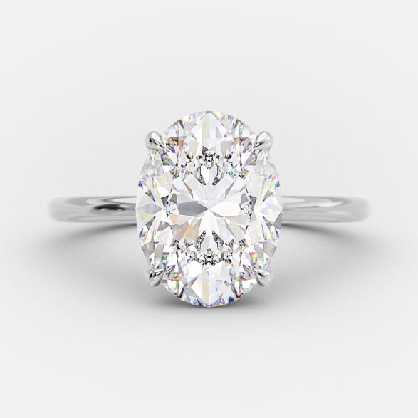 
                  
                    2.72 CT Oval Solitaire & Hidden Halo Moissanite Engagement Ring
                  
                