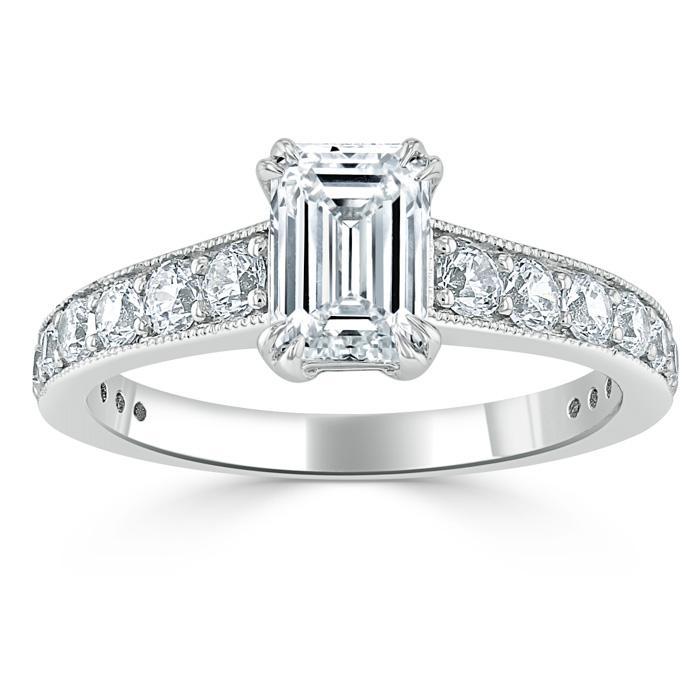 0.75 CT Emerald Cut Solitaire Moissanite Engagement Ring 2