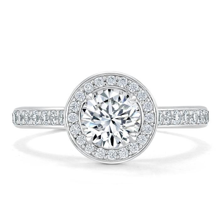 0.75 CT Round Cut Halo Pave Moissanite Engagement Ring 1