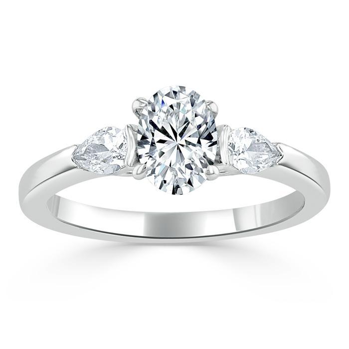 0.75 CT Oval Cut Three Stone Moissanite Engagement Ring 2