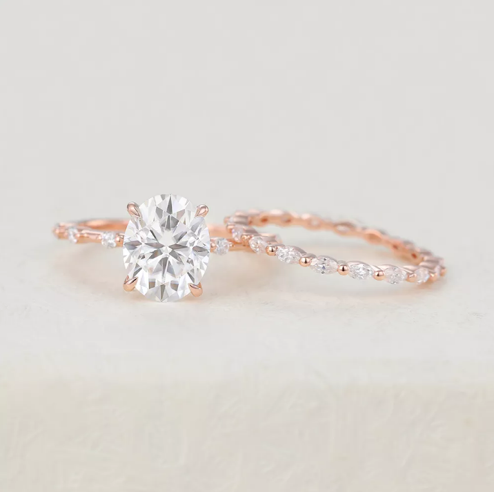 
                  
                    3.0 CT Oval Moissanite Solitaire Bridal Ring Set
                  
                