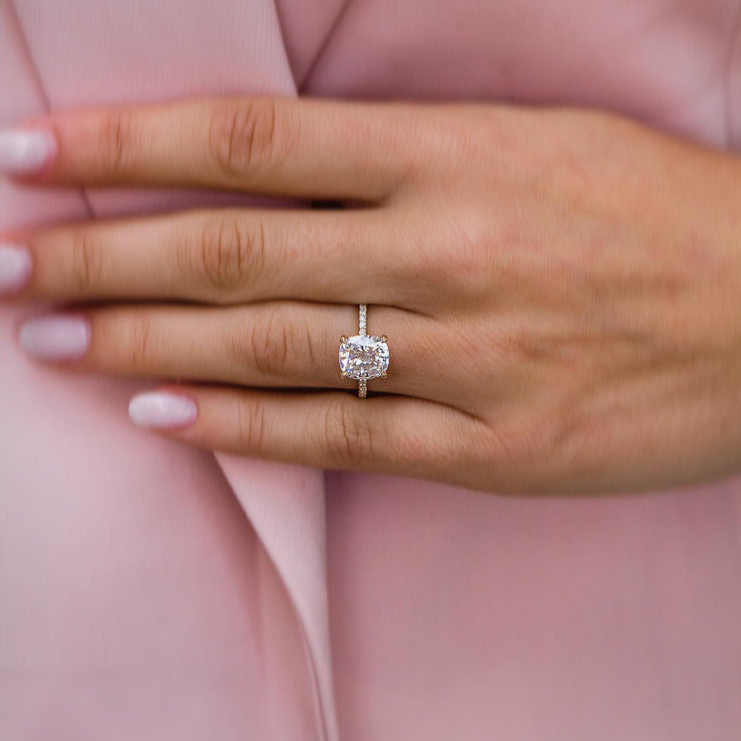 2.80 CT Cushion Pave Moissanite Engagement Ring 1