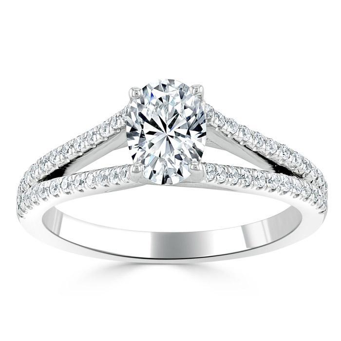 0.75 CT  Oval Cut Solitaire Split Shank Style Moissanite Engagement Ring 2