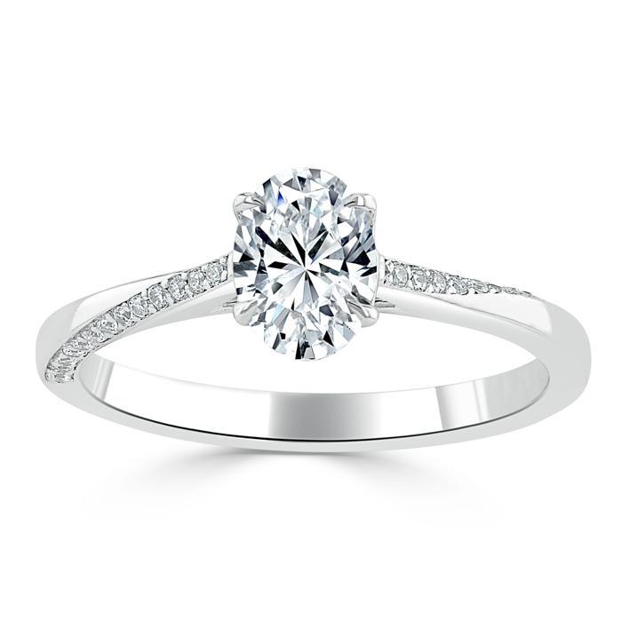 0.75 CT Oval Cut Solitaire Moissanite Engagement Ring 2