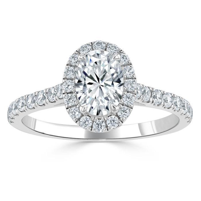 0.94 CT Oval Cut Halo Moissanite Engagement Ring With Pave Setting 2