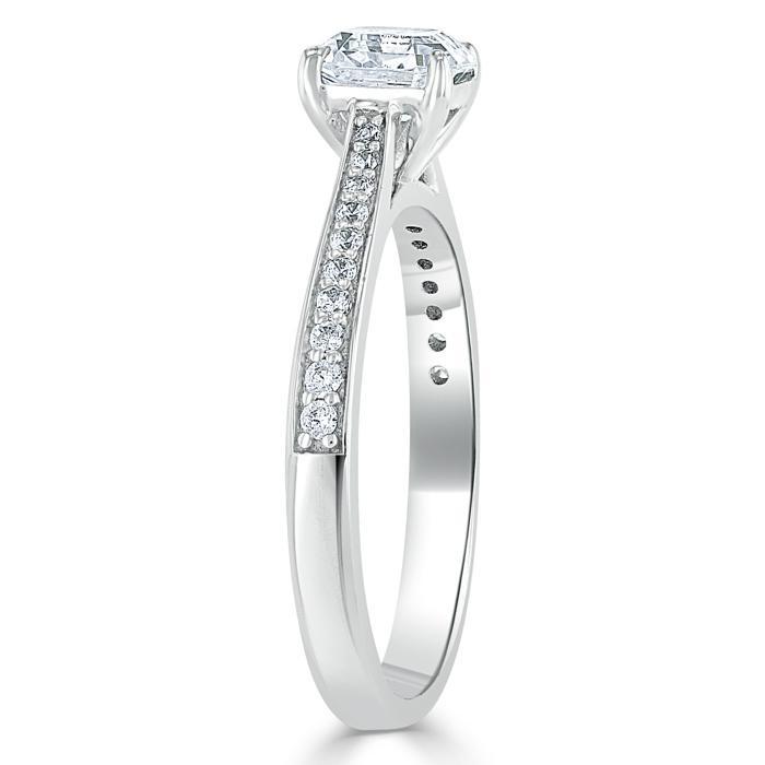 
                  
                    1.0 CT Asscher Cut Solitaire Moissanite Engagement Ring With Chanel Pave Setting 3
                  
                