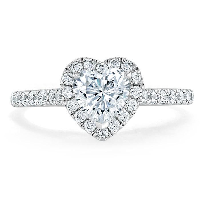 1.0 CT Heart Cut Halo Moissanite Engagement Ring With Pave Setting 1