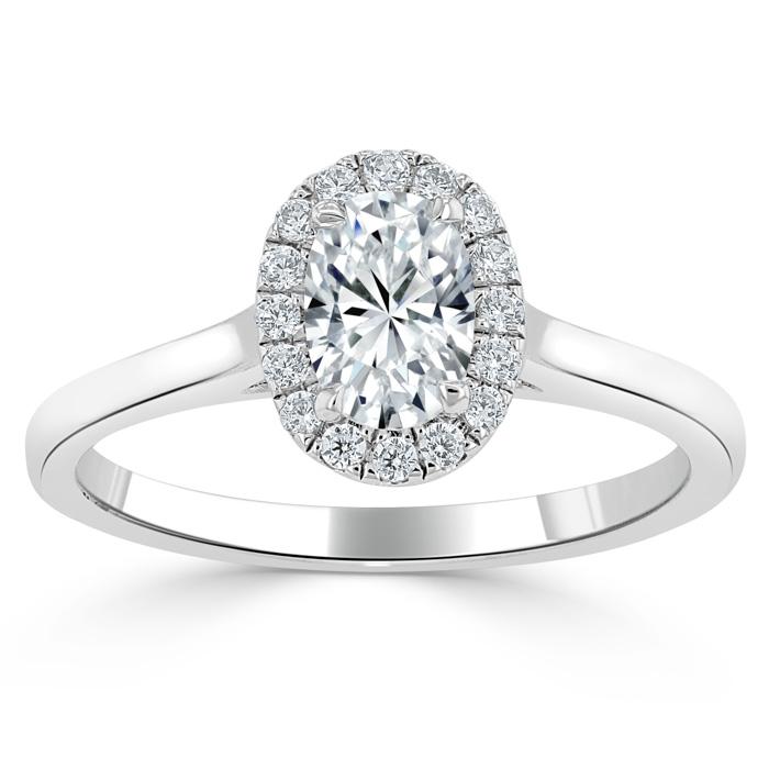 0.75 CT Oval Cut Halo Moissanite Engagement Ring 2