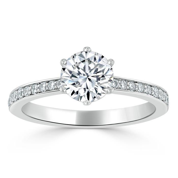 0.75 CT Round Cut Solitaire Moissanite Engagement Ring With Channel Setting 2