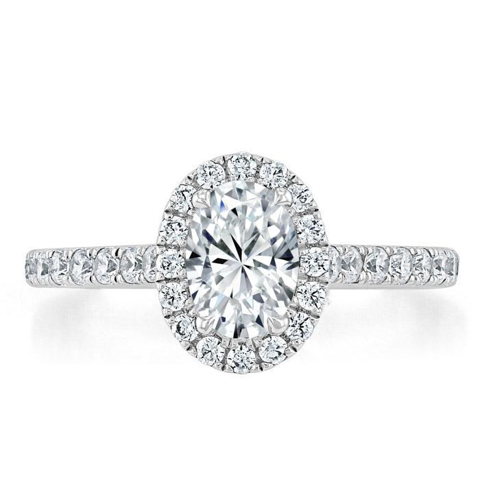 0.94 CT Oval Cut Halo Moissanite Engagement Ring With Pave Setting 1