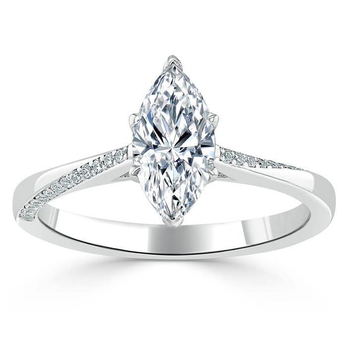 1.0 CT Marquise Cut Solitaire Moissanite Engagement Ring 2
