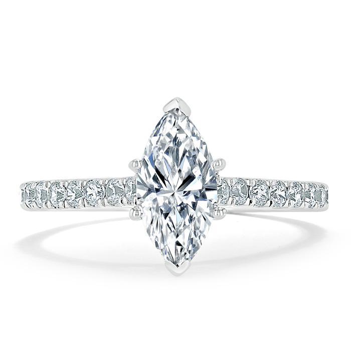 1.0 CT Marquise Cut Solitaire Pave Moissanite Engagement Ring 2