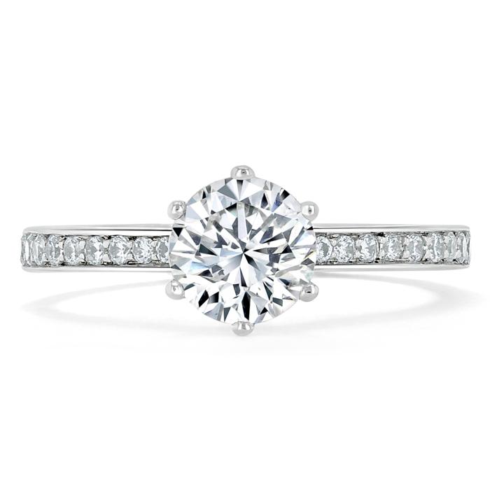 0.75 CT Round Cut Solitaire Moissanite Engagement Ring With Channel Setting 1