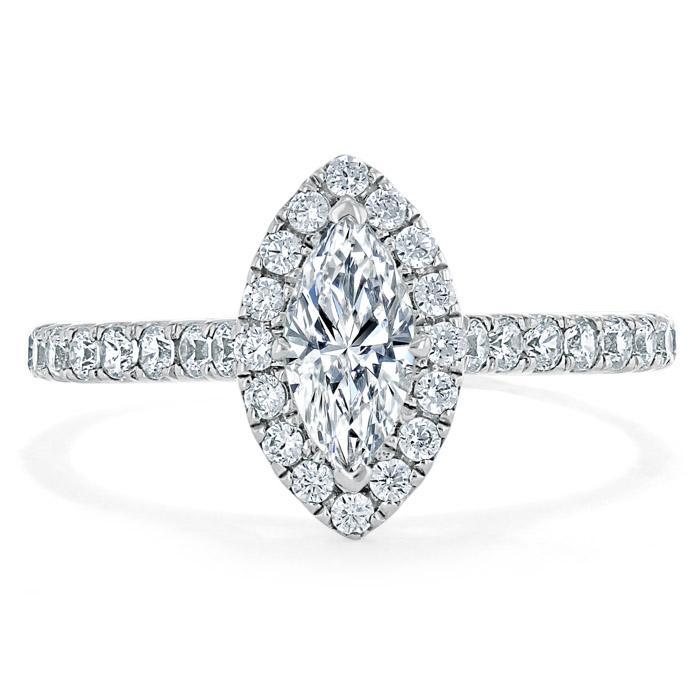 1.0 CT Marquise Cut Halo Moissanite Engagement Ring With Pave Setting 1