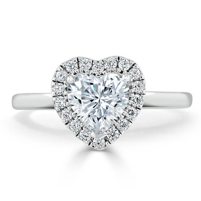 1.0 CT Heart Cut Halo Moissanite Engagement Ring 1