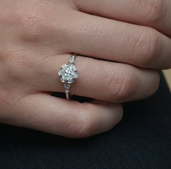 0.55 CT Round Shaped Vintage Moissanite Engagement Ring 1