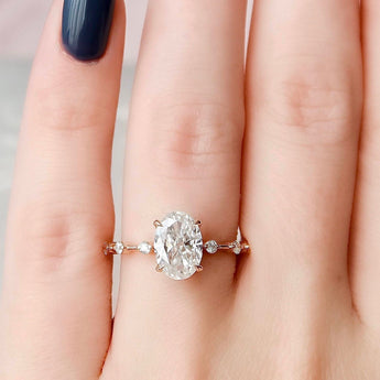 2.0 CT Oval Cut Dainty Pave Moissanite Engagement Ring 10